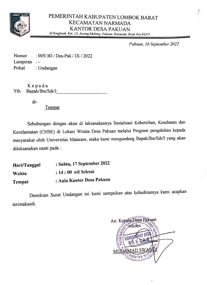 Sosialisasi Kebersihan, Kesehatan dan Keselamatan CHSE